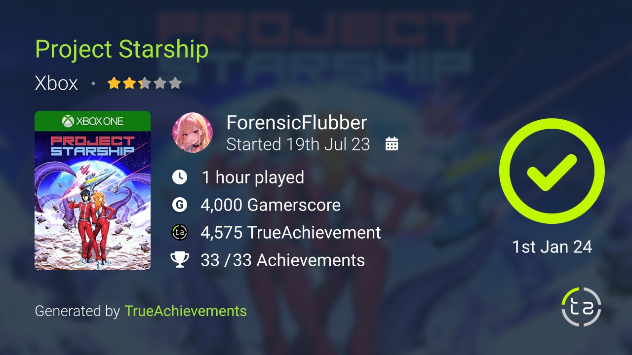 Project Starship achievement summary